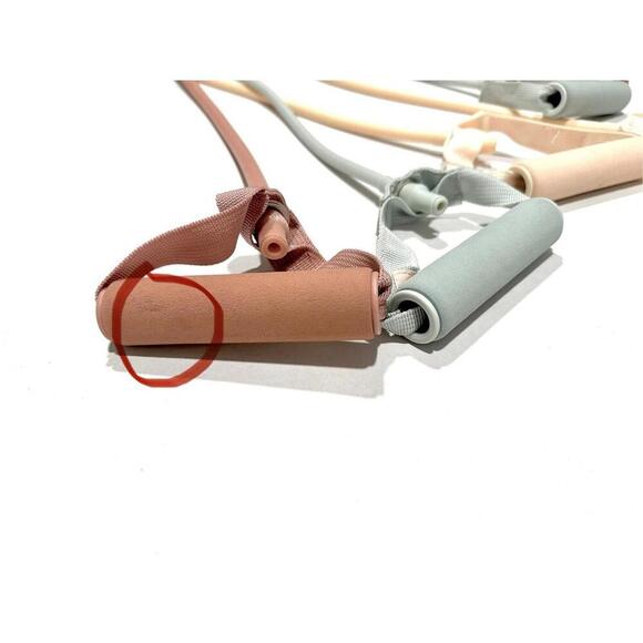 Blogilates Resistance Bands with Handles Stretch Pink Peach Blue Set of 3 - Picture 4 of 11